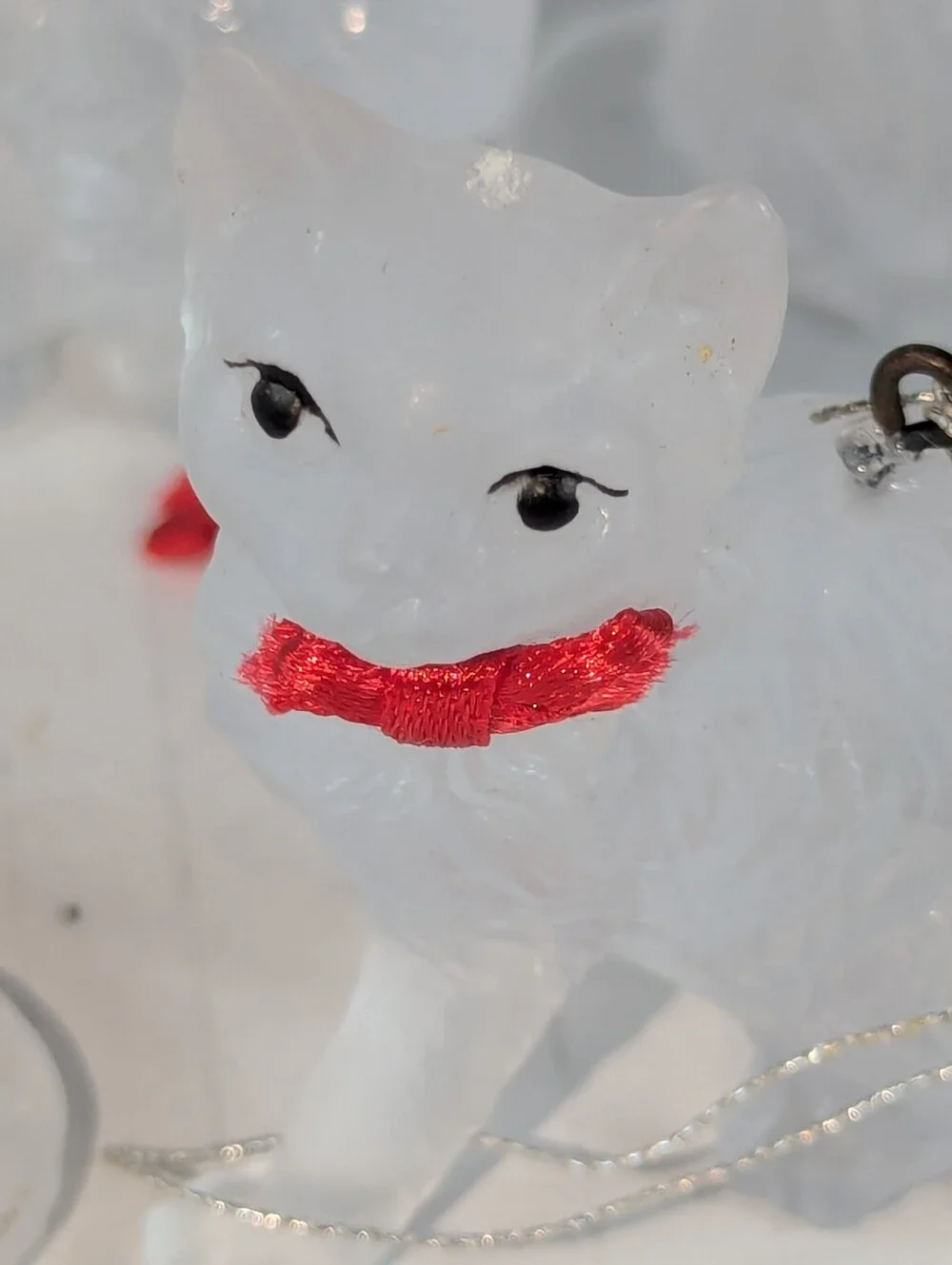 Vintage Silvestri Frosted Acrylic Cat Christmas Ornaments Lot of 20